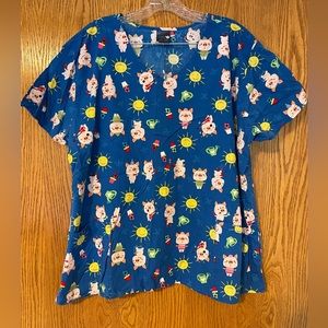 Zoe + Chloe pig cotton scrub top size 2XL